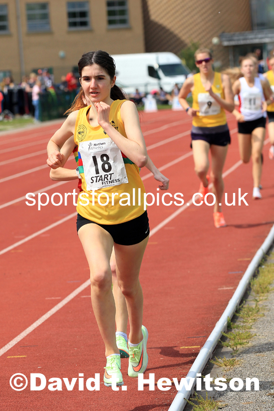 Womens Under-17s 1500 metres, 2022 Northern Inter Counties U17s and U15s Track and Field, York, Thursday, June 2nd. Photo: David T. Hewitson/Sports for All Pics